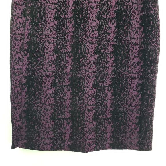 Calvin Klein Sheath Dress 12 Flocked Velvet Abstract Snake Skin Purple Black - Picture 7 of 12
